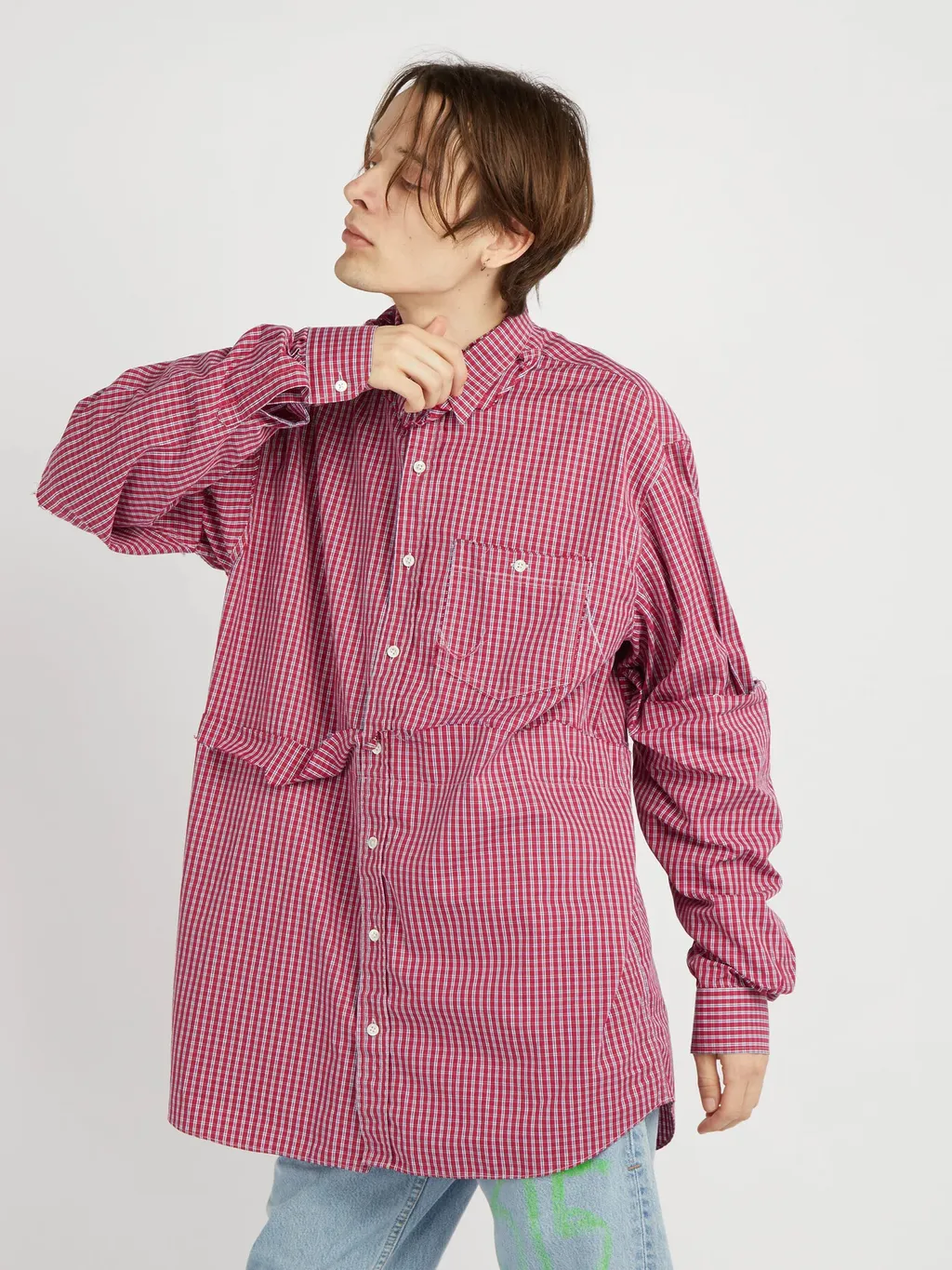Red Checkered Distressed Shirt