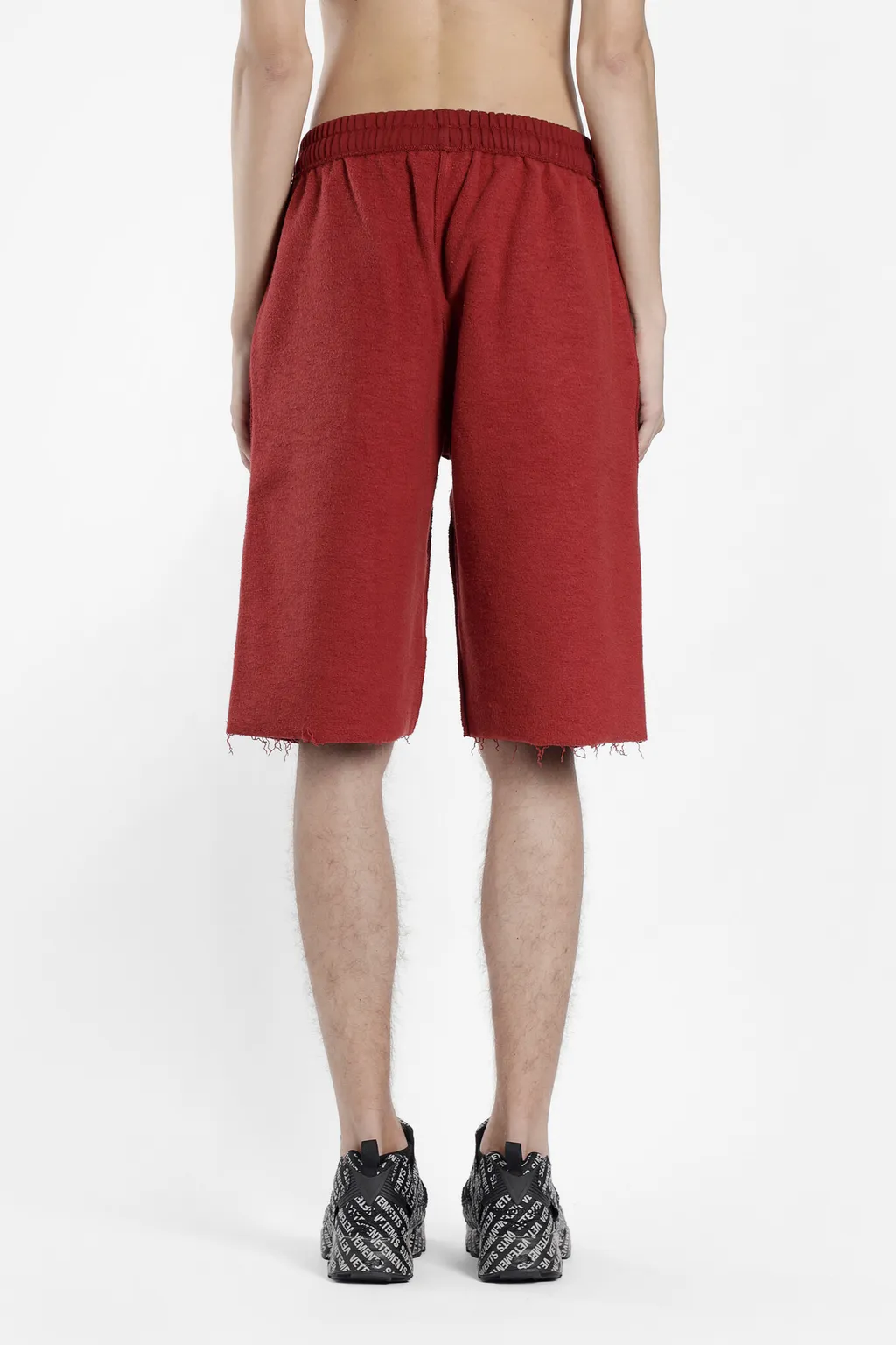 Red Frayed Hem Shorts