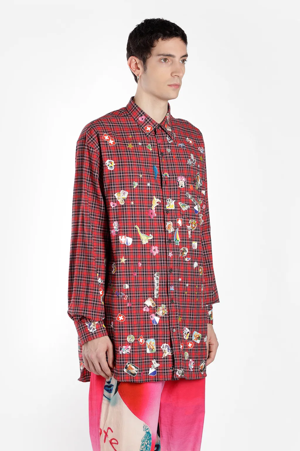 Red Sticker Plaid Shirt