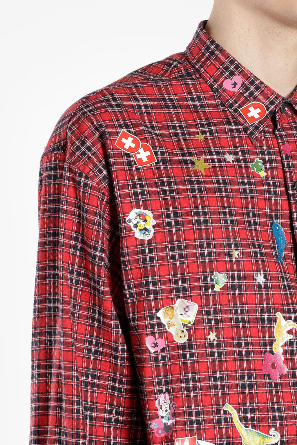 Red Sticker Plaid Shirt