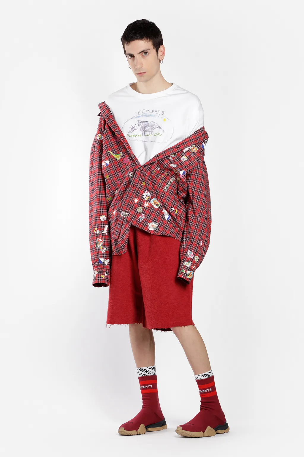 Red Sticker Plaid Shirt