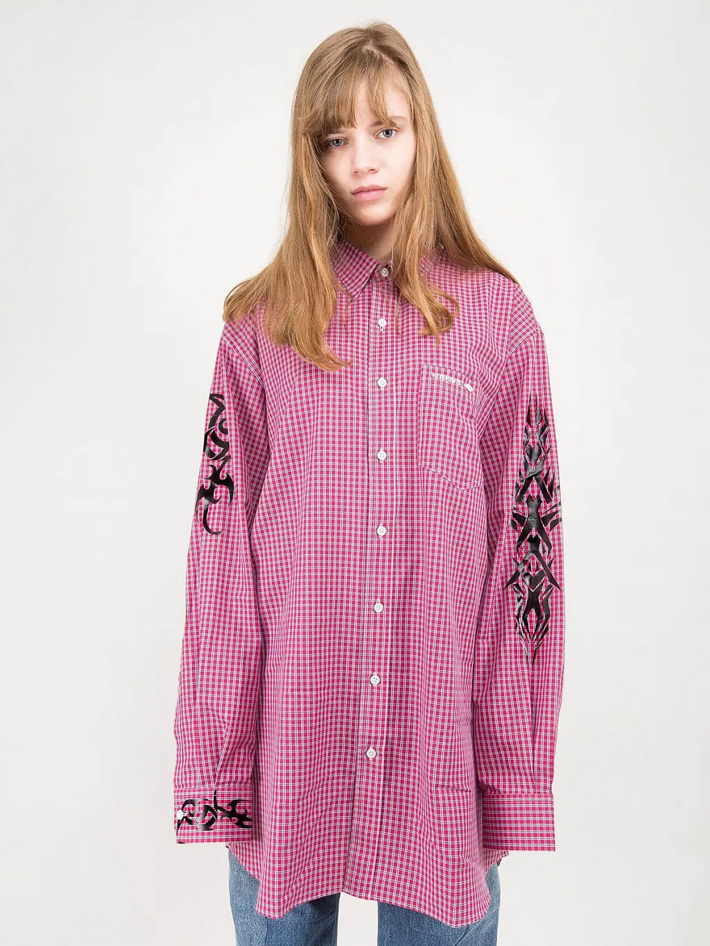 Red Tribal Checkered Shirt