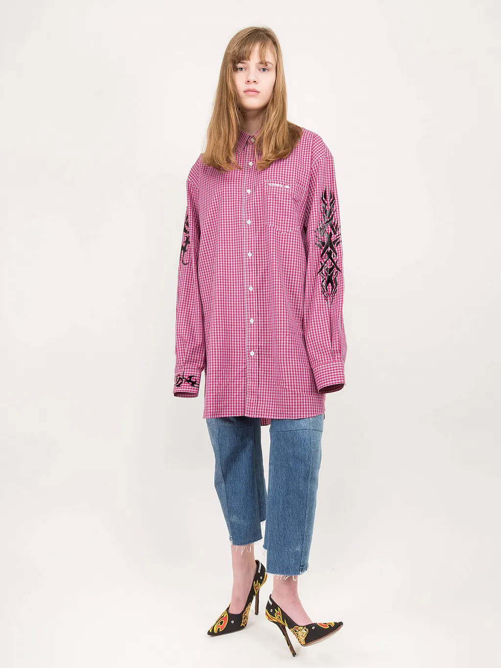 Red Tribal Checkered Shirt