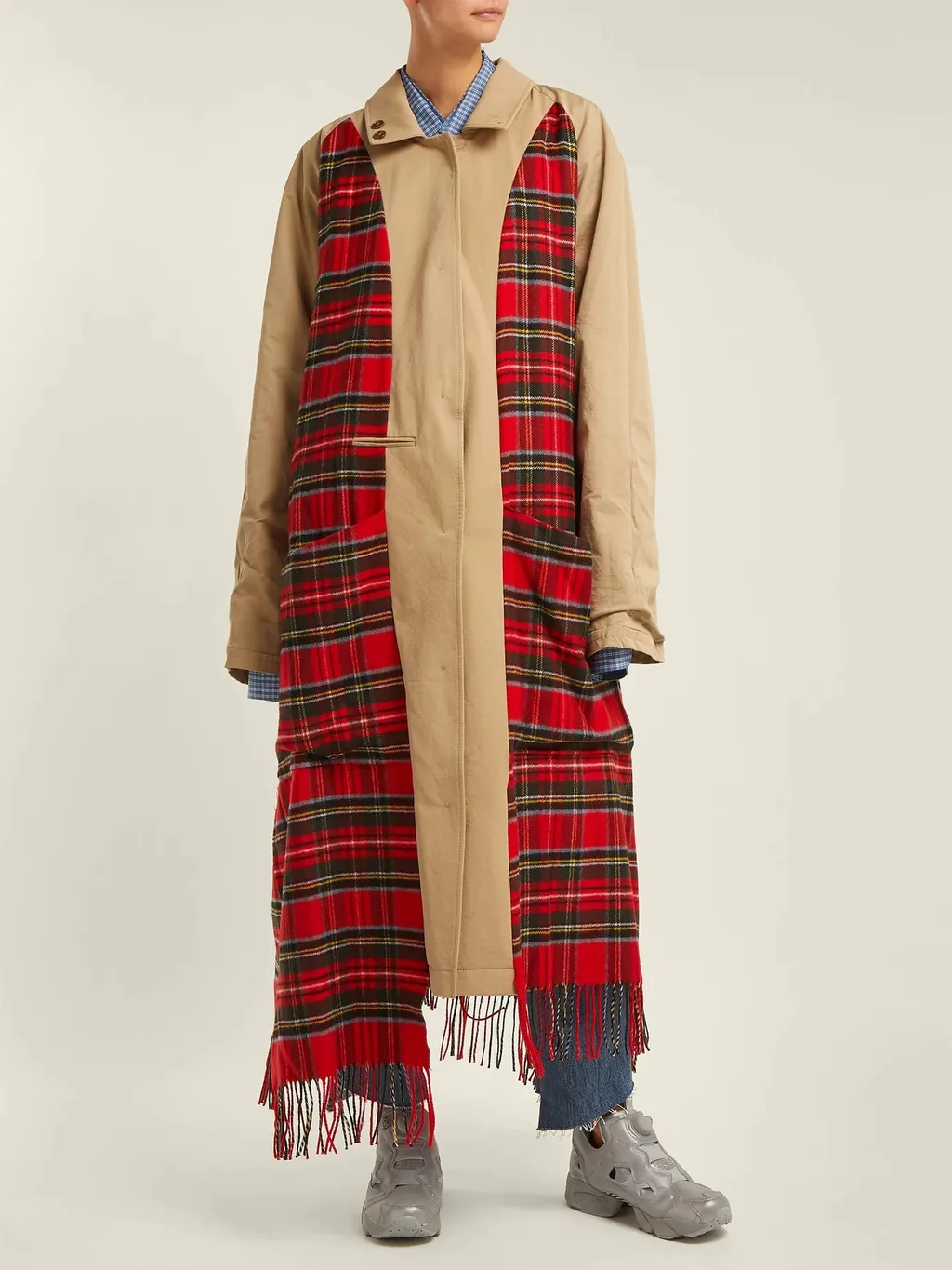 Tartan Plaid Lined Trench Coat