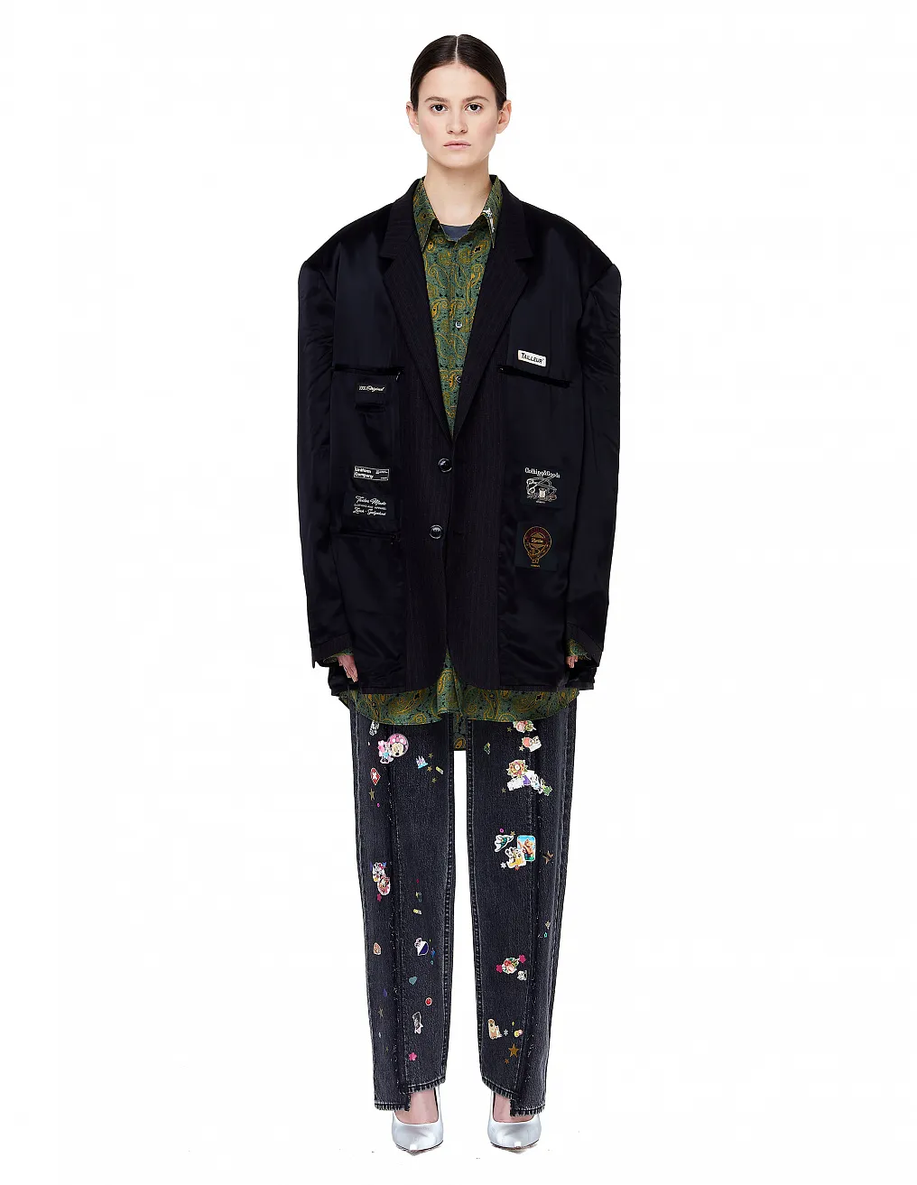 Sticker Print Button-Down Shirt