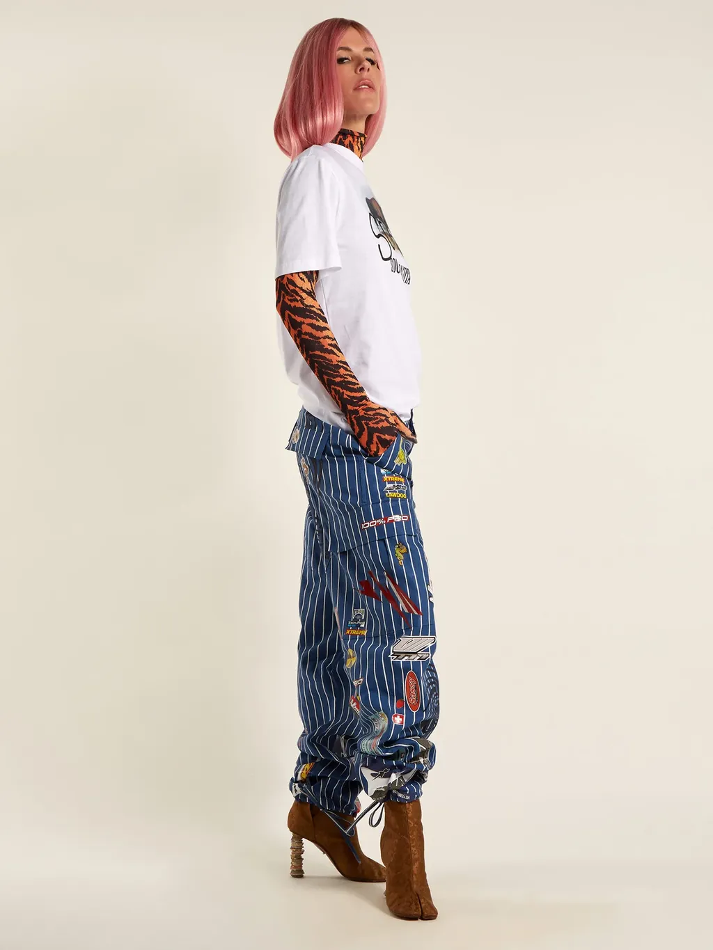 Stripe Sticker Cargo Pants