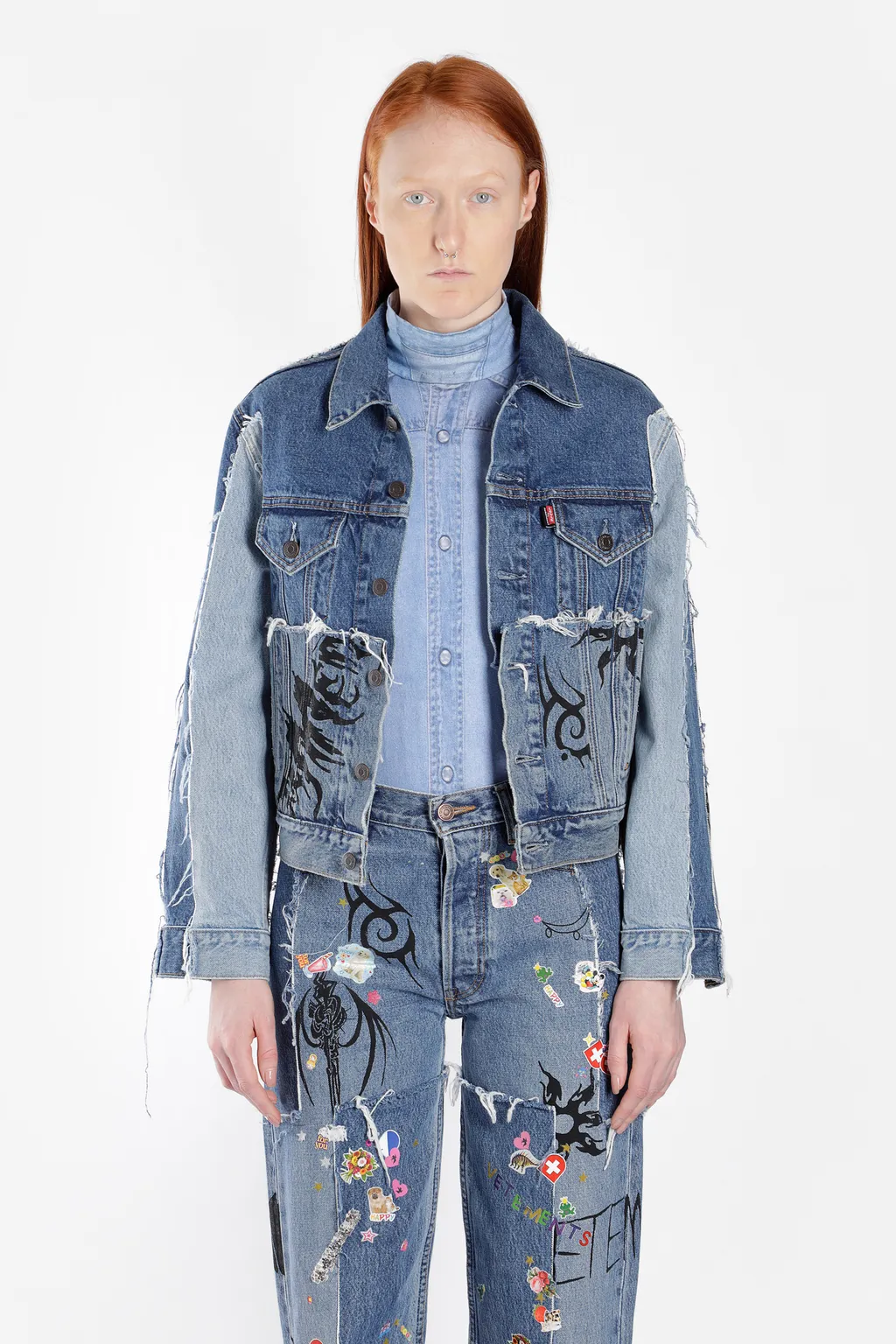 Tribal Deconstructed Denim Jacket