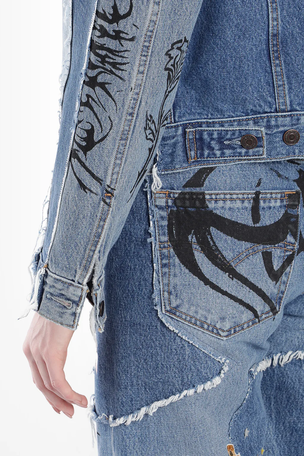 Tribal Deconstructed Denim Jacket