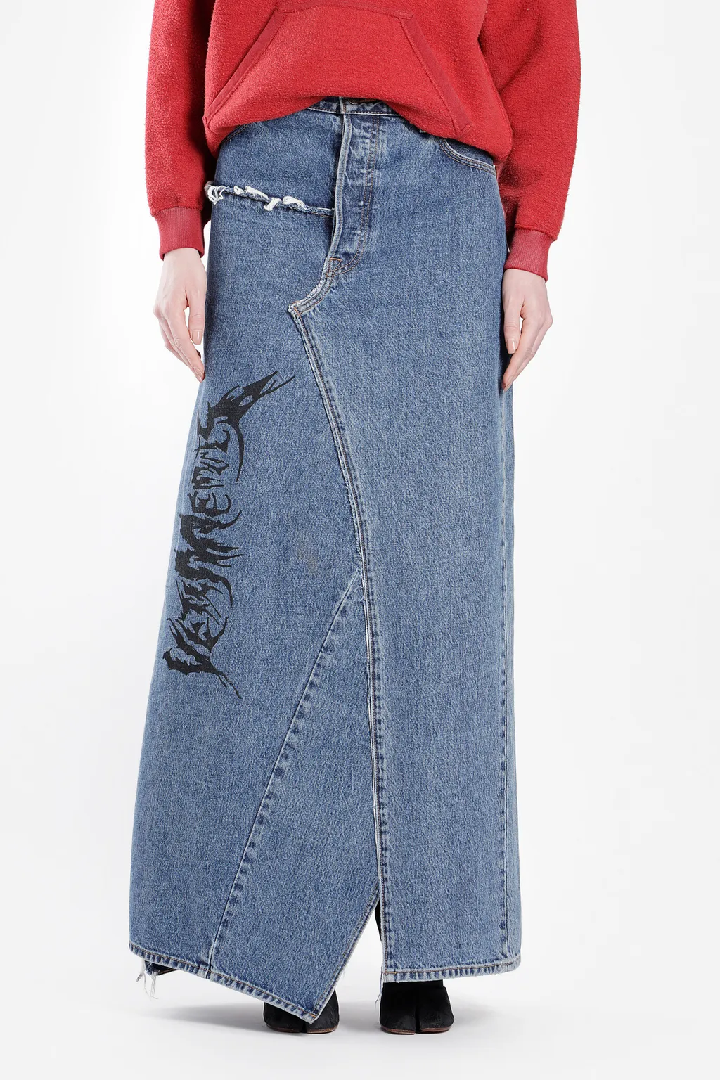 Tribal Deconstructed Maxi Denim Skirt