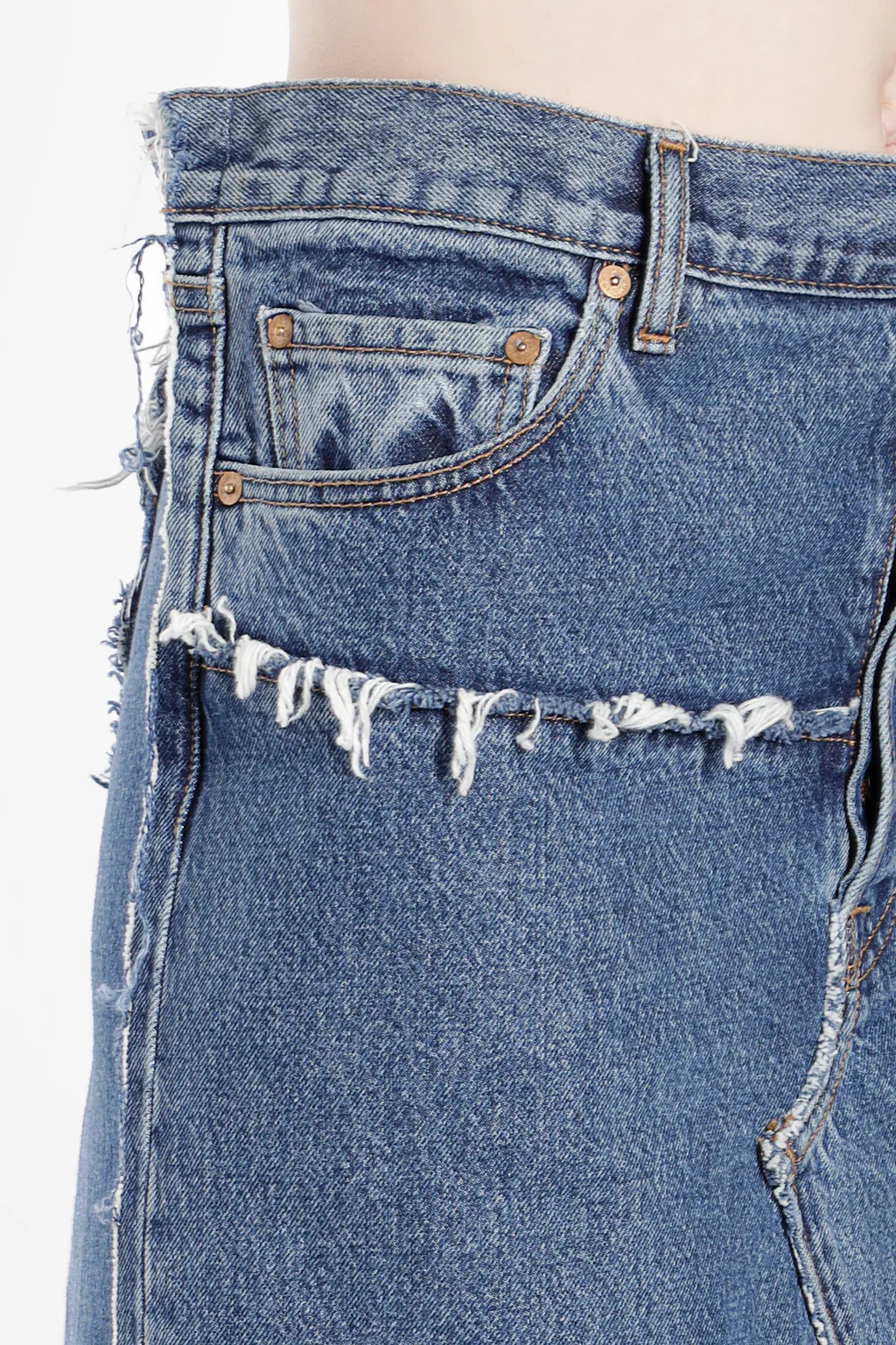 Tribal Deconstructed Maxi Denim Skirt