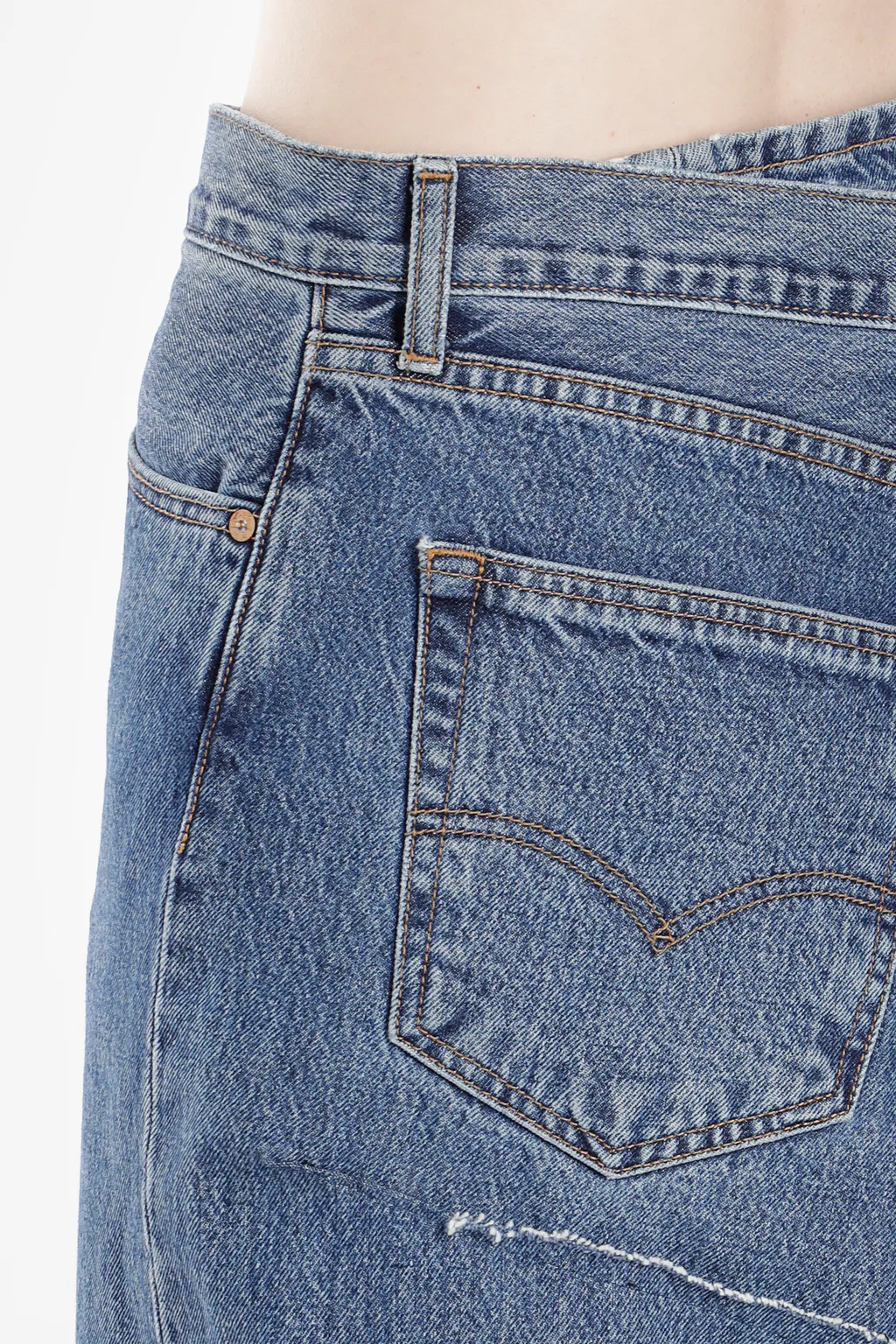 Tribal Deconstructed Maxi Denim Skirt