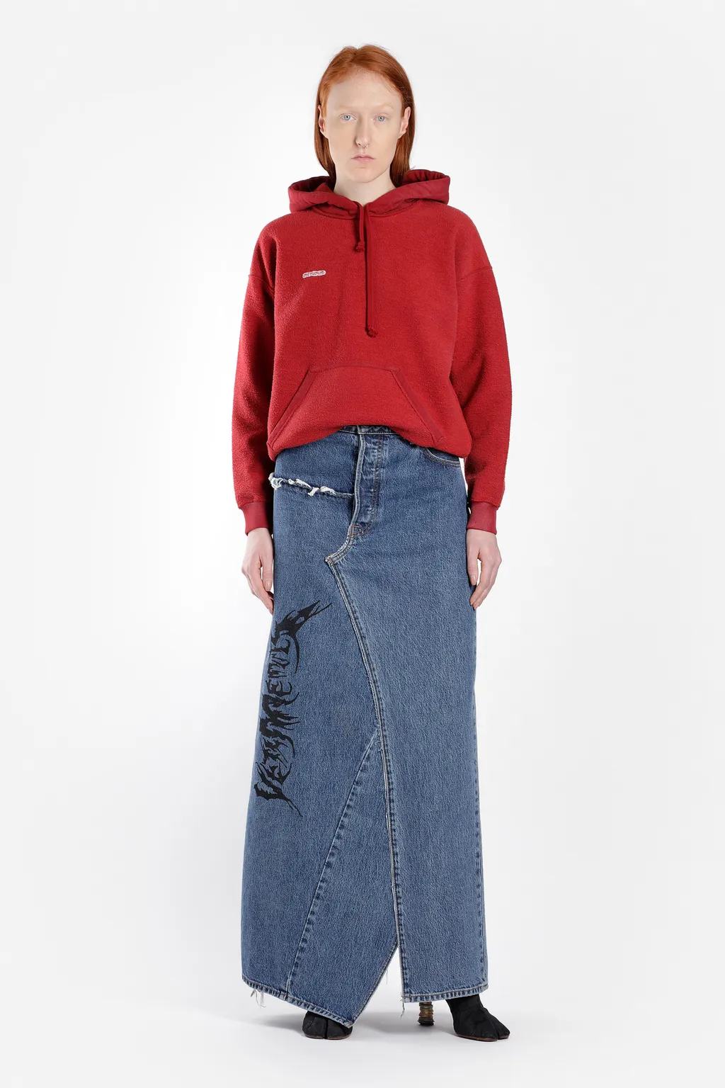 Tribal Deconstructed Maxi Denim Skirt