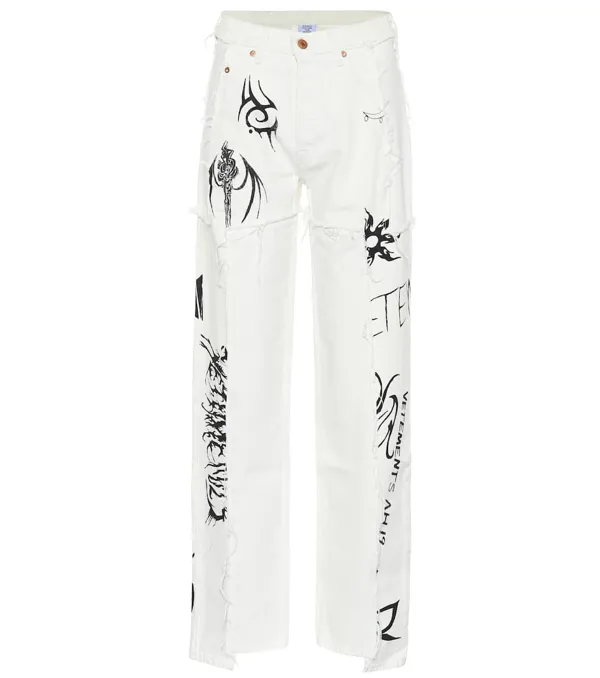 White Tribal Print Jeans