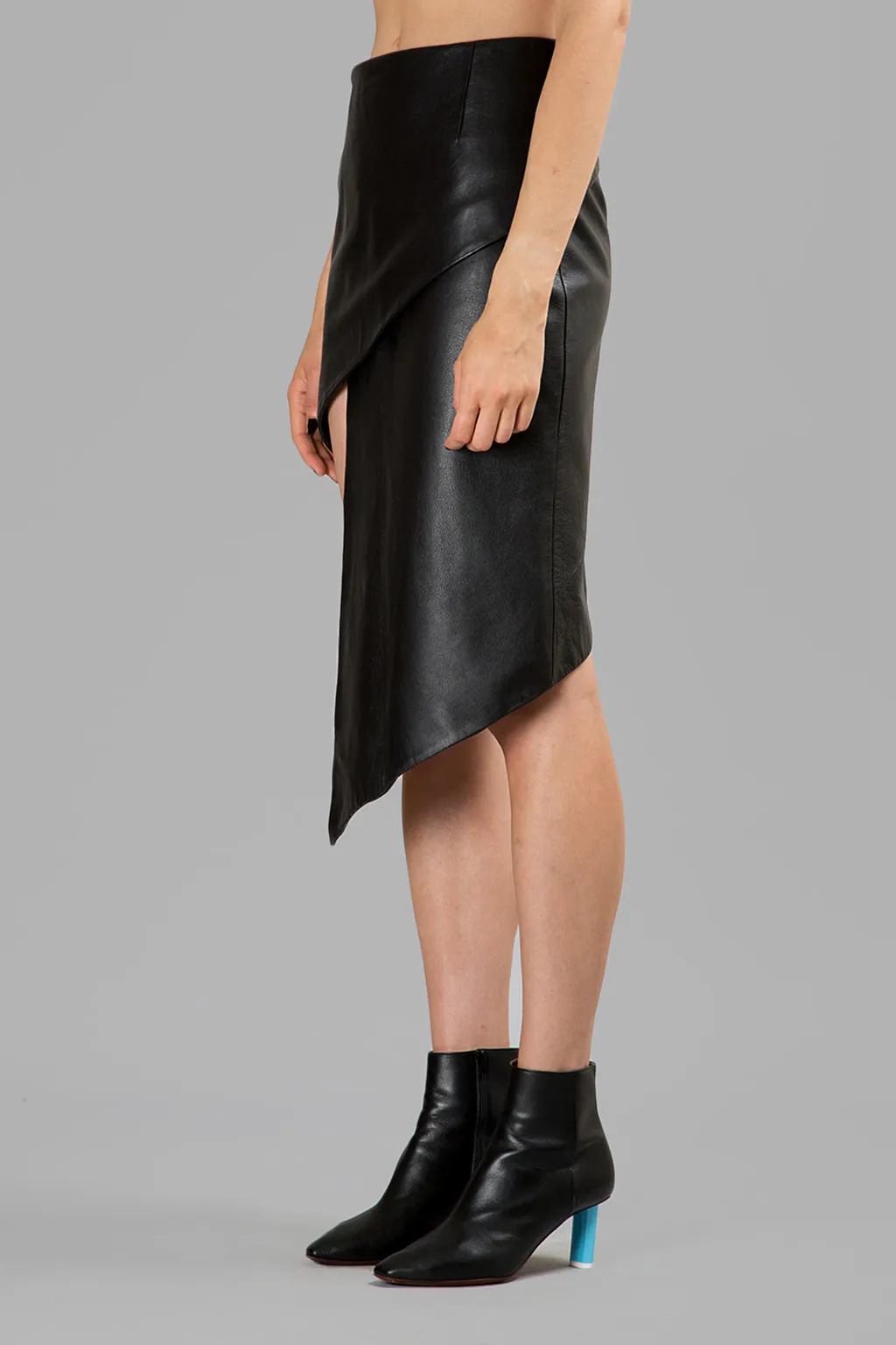 Asymmetric Leather Skirt