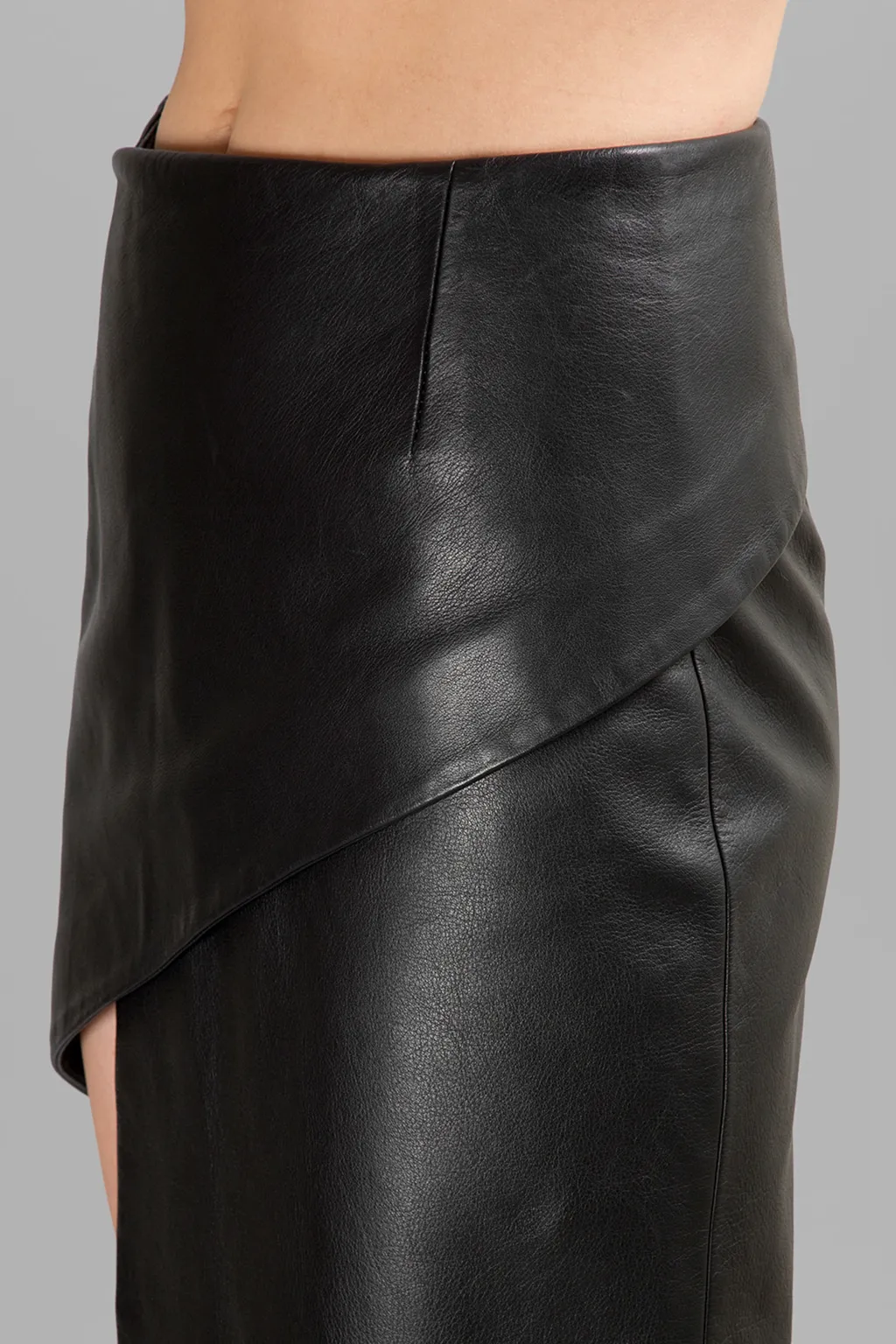 Asymmetric Leather Skirt