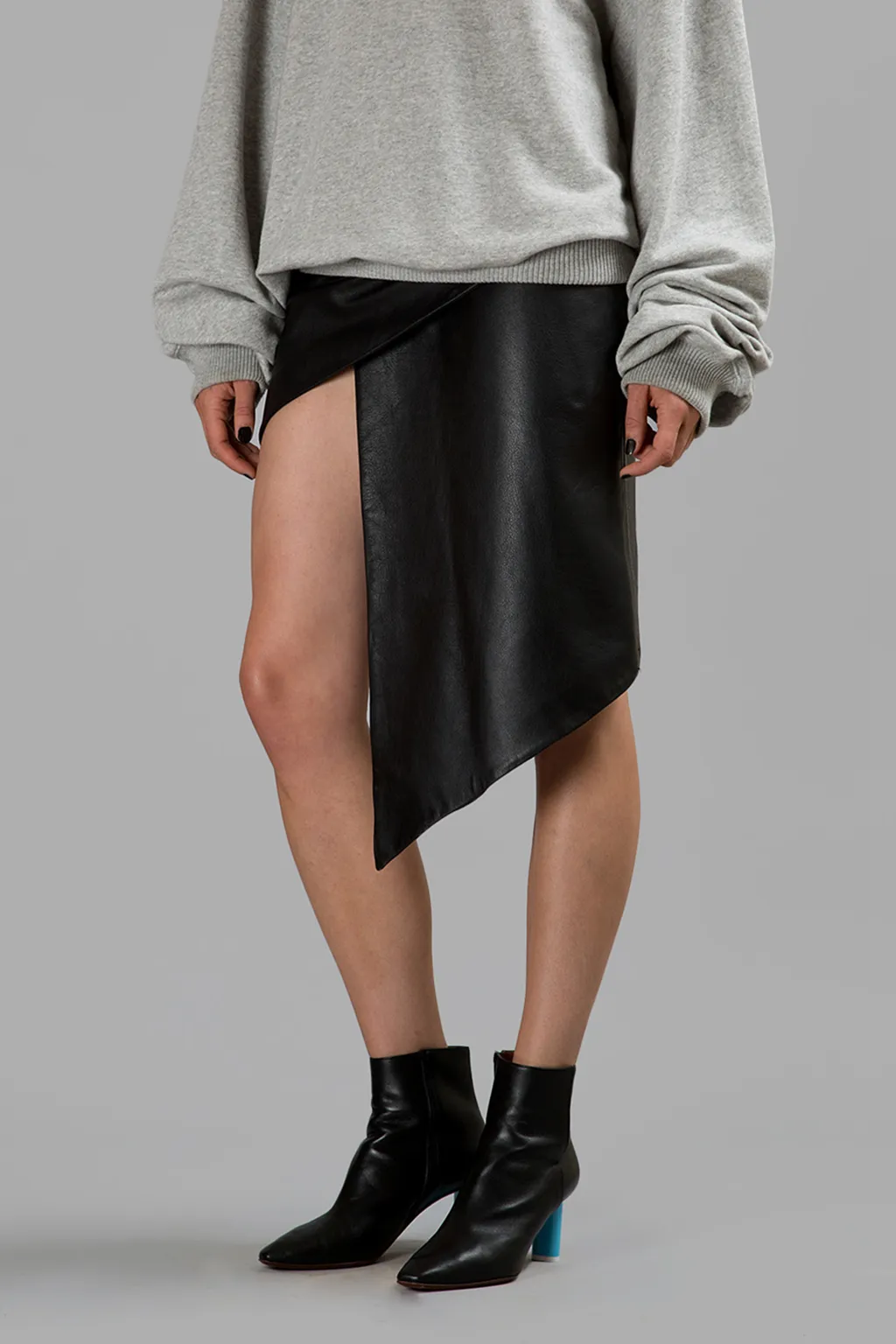 Asymmetric Leather Skirt