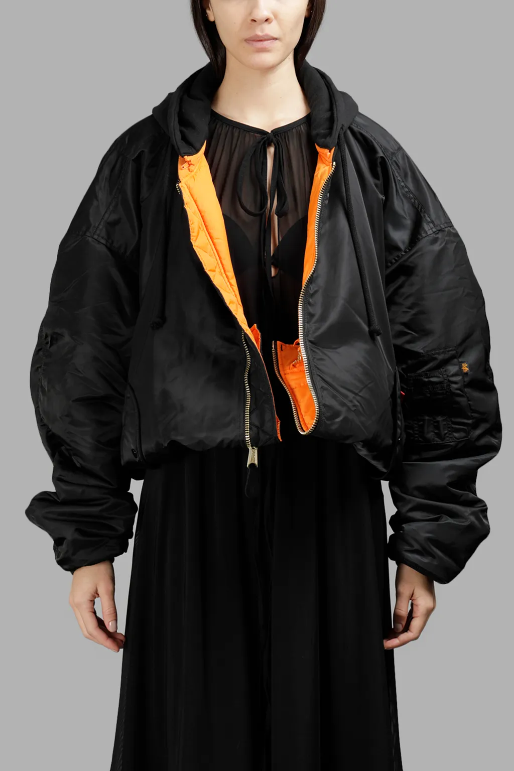Alpha Reversible Cropped Bomber Jacket