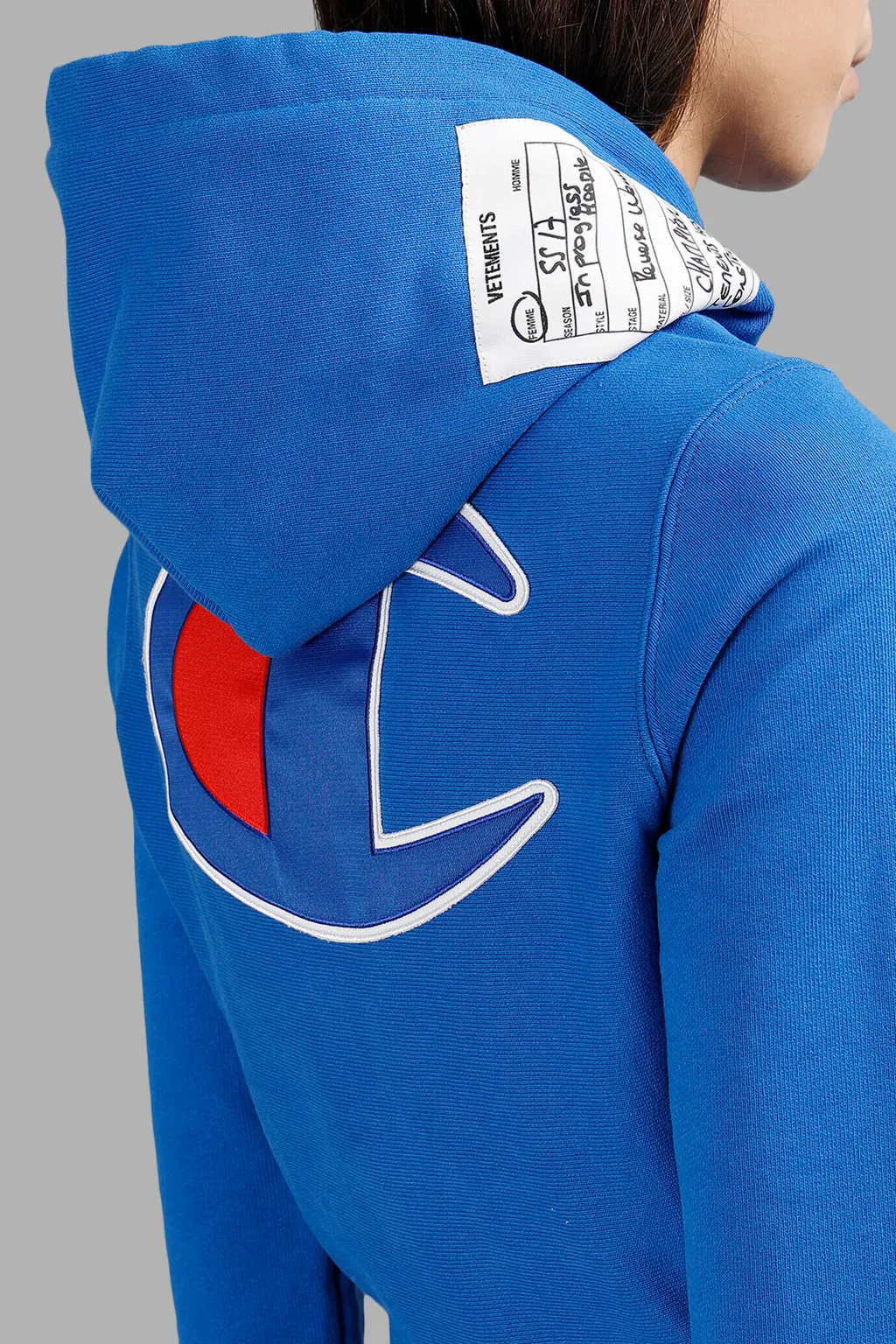 Vetements X Champion Fitted Hoodie Blue