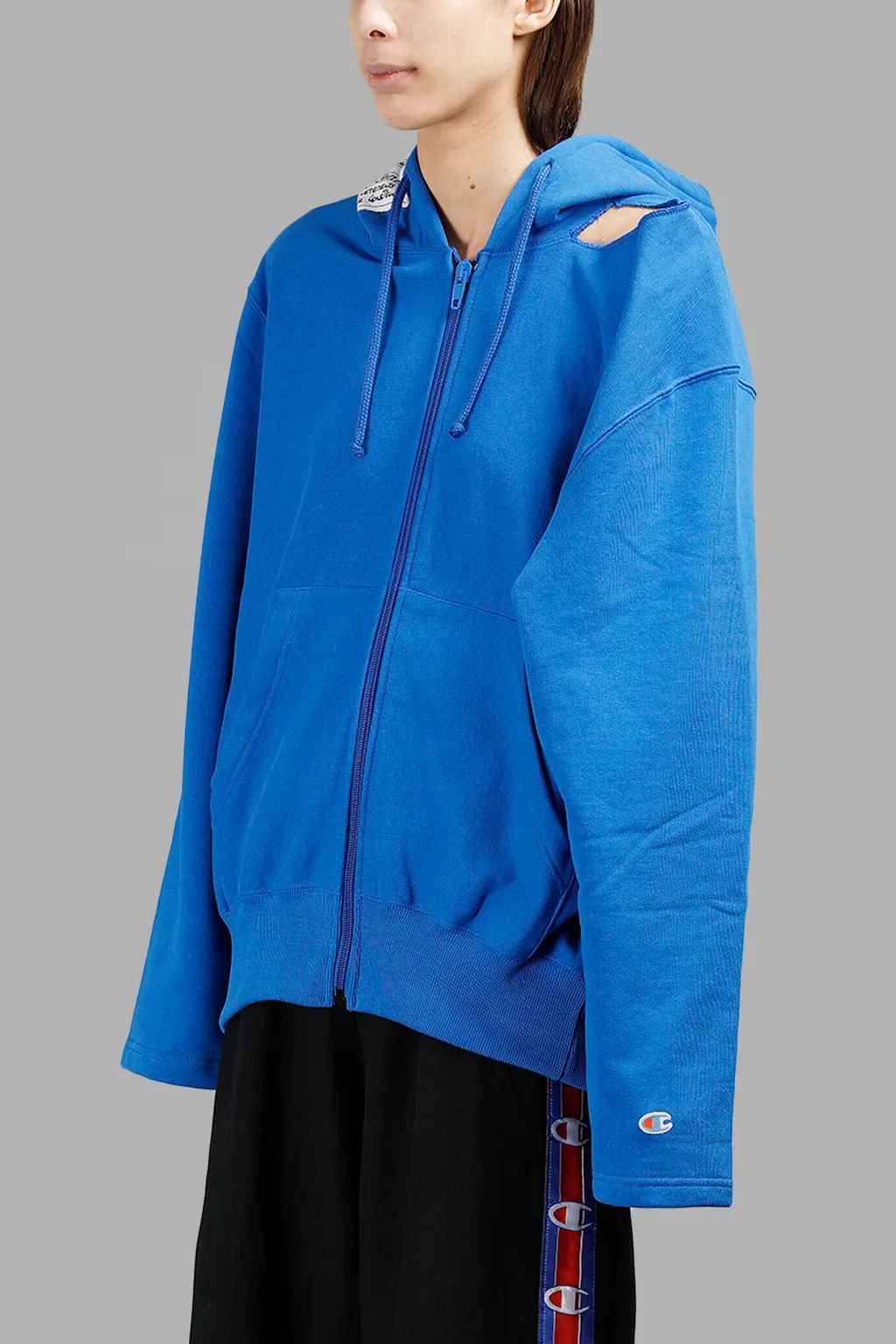 Blue Open Shoulder Champion Hoodie