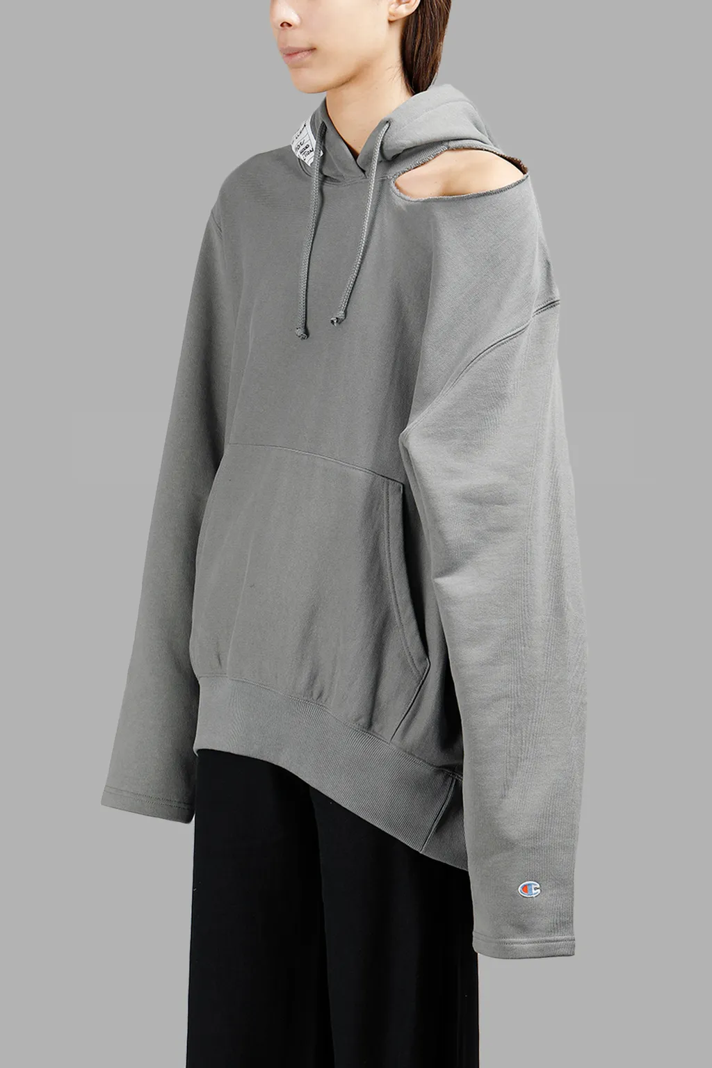 Grey Open Shoulder Champion Hoodie