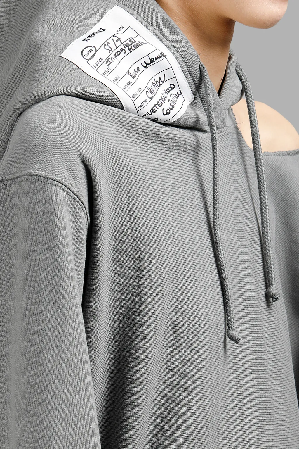 Grey Open Shoulder Champion Hoodie