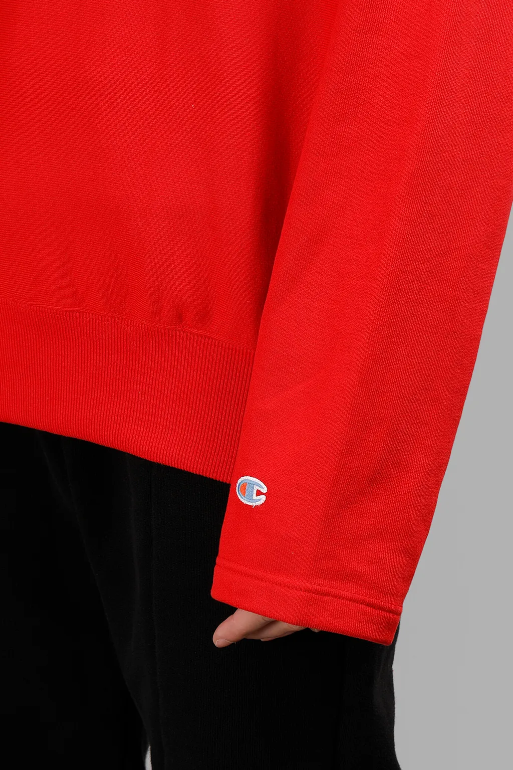 Red Open Shoulder Champion Sweatshirt