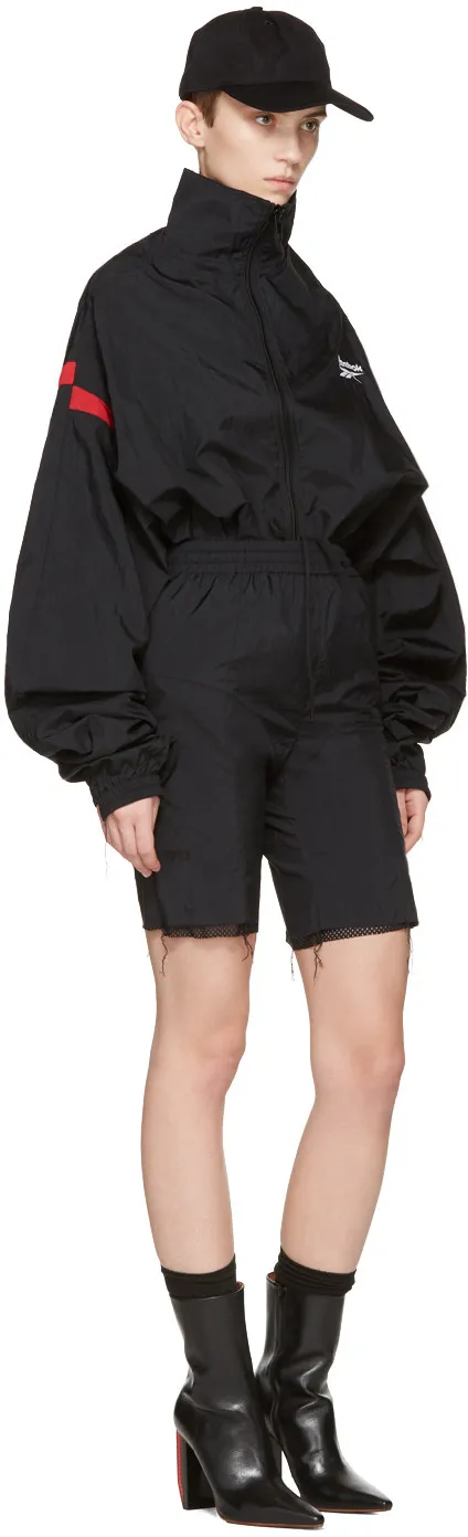 Black Ripped Track Shorts