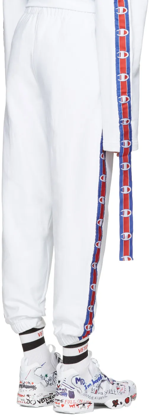 White Champion Tape Track Pants