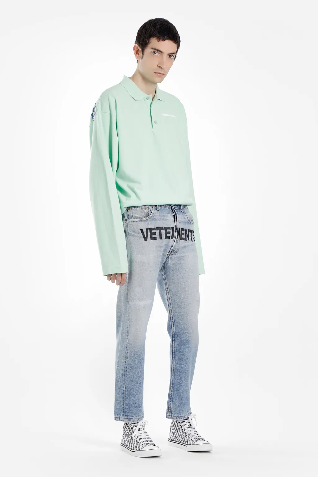 Blue Logo Print Jeans