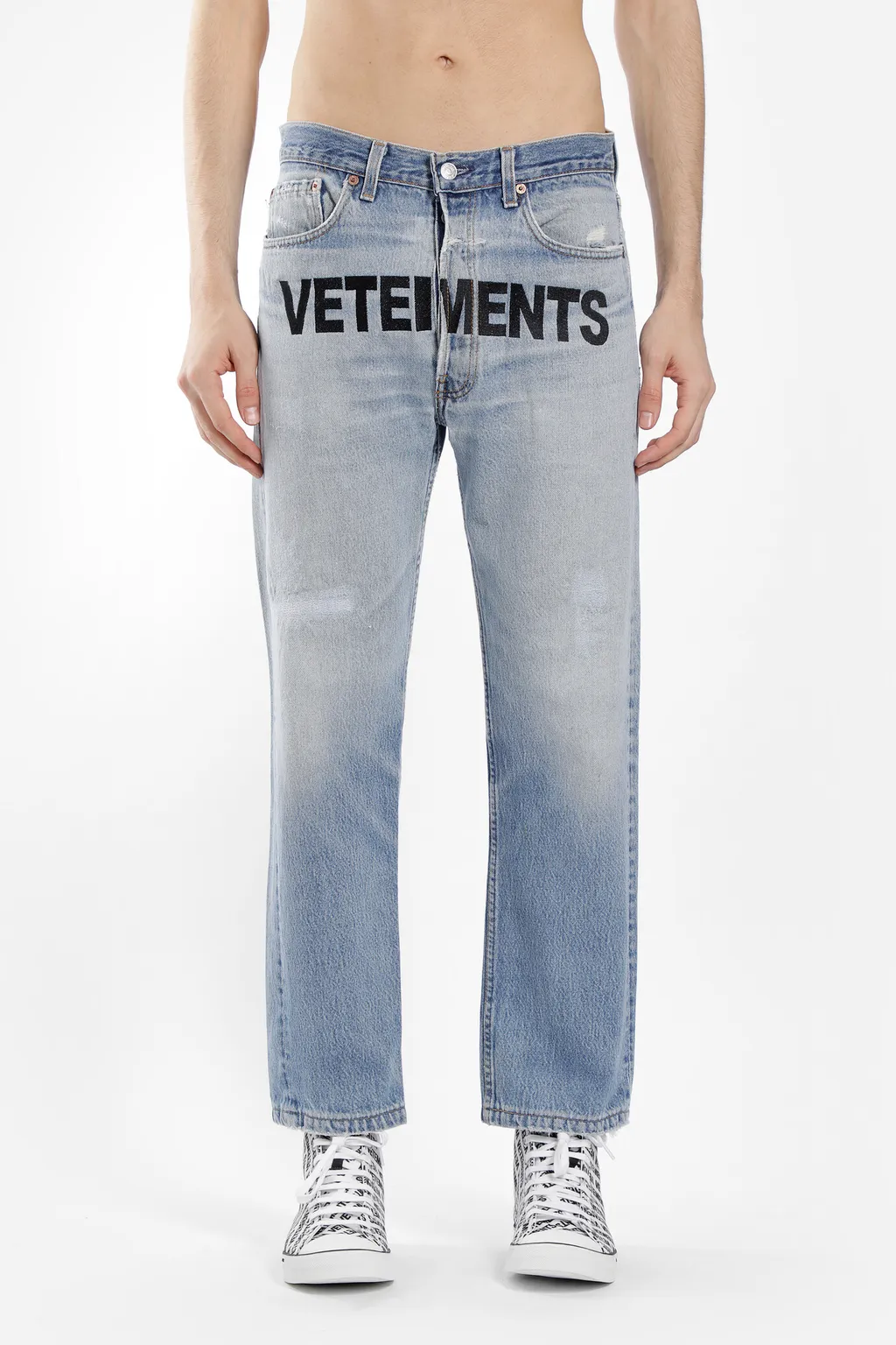 Blue Logo Print Jeans