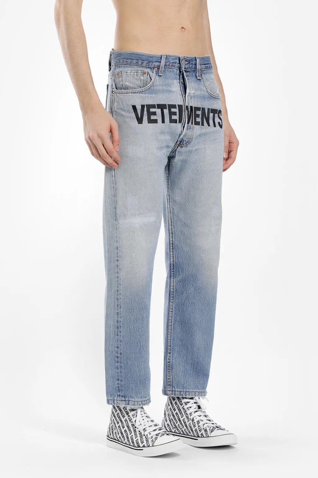 Blue Logo Print Jeans