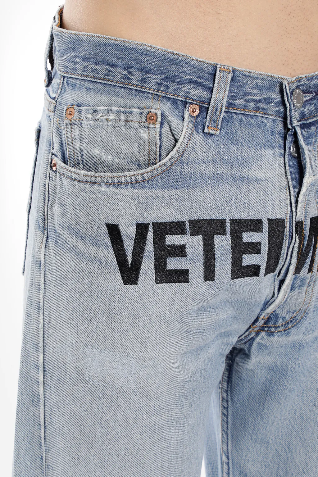 Blue Logo Print Jeans