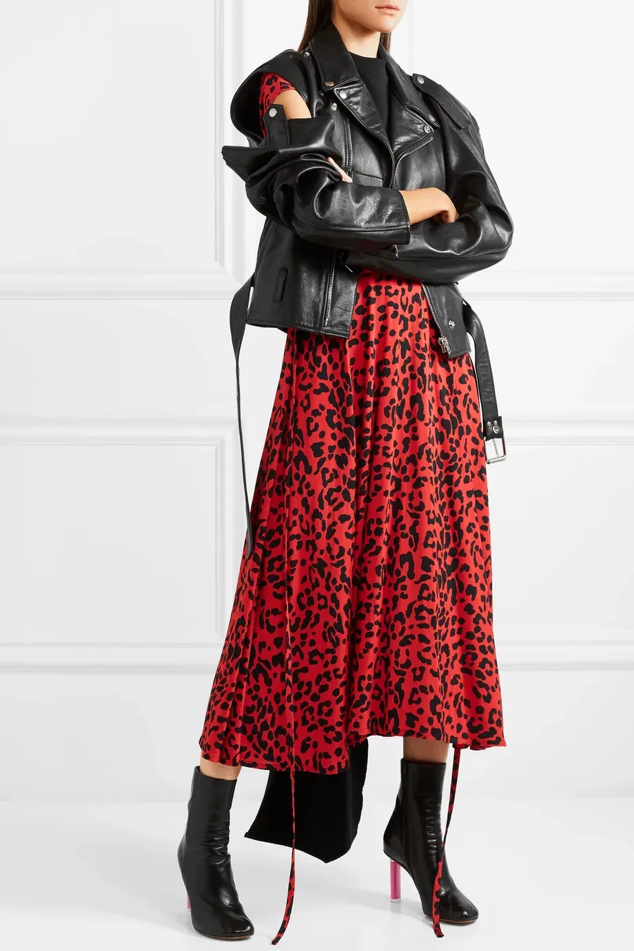 Convertible Leather Biker Jacket