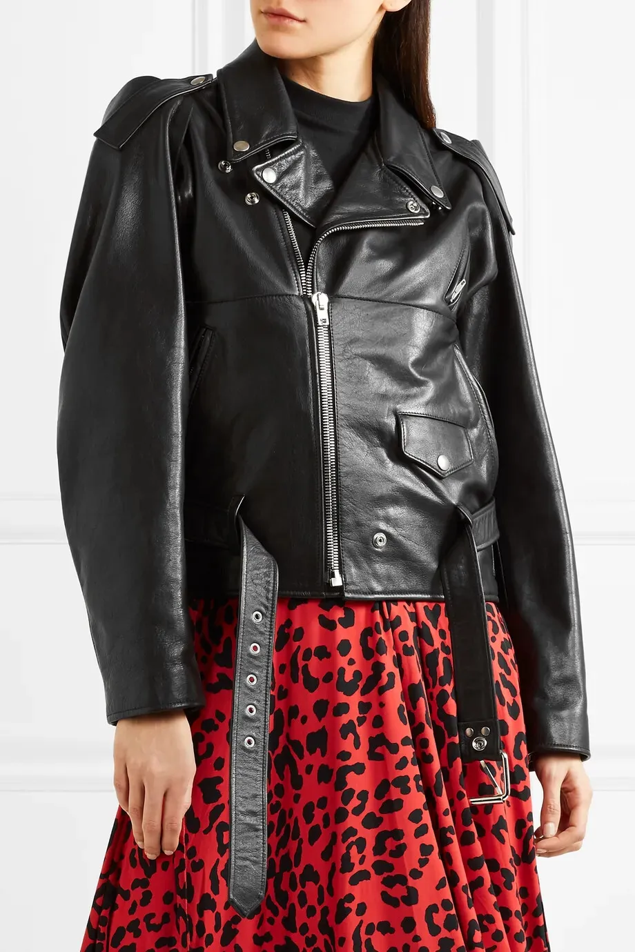 Convertible Leather Biker Jacket