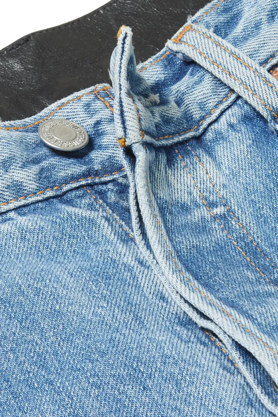 Two-Tone Leather & Denim Jeans