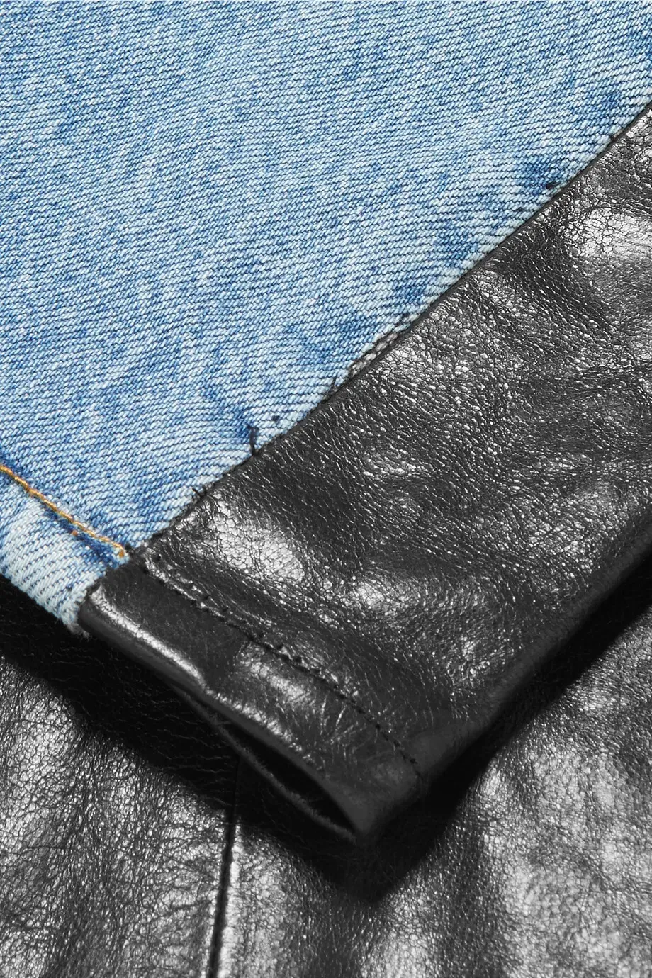 Two-Tone Leather & Denim Jeans