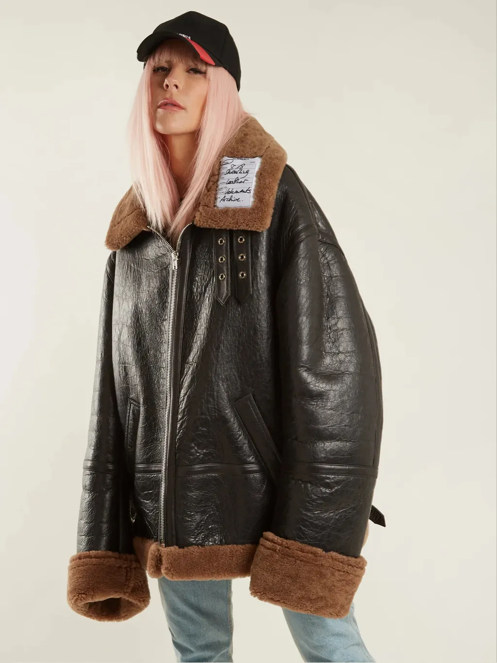 Oversized Shearling Leather Jacket