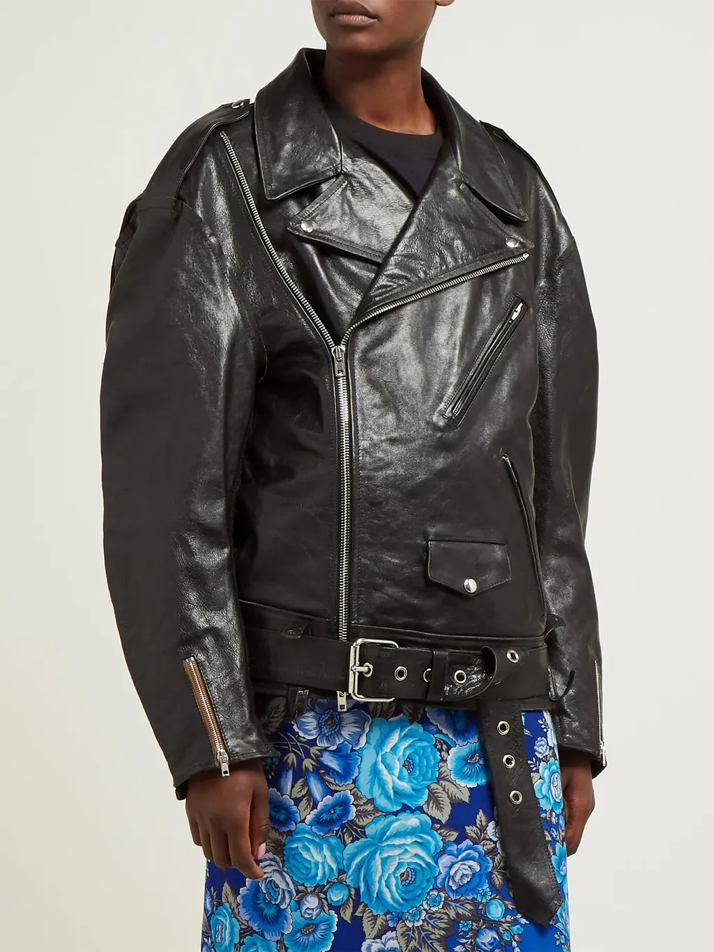 Oversized Leather Biker Jacket