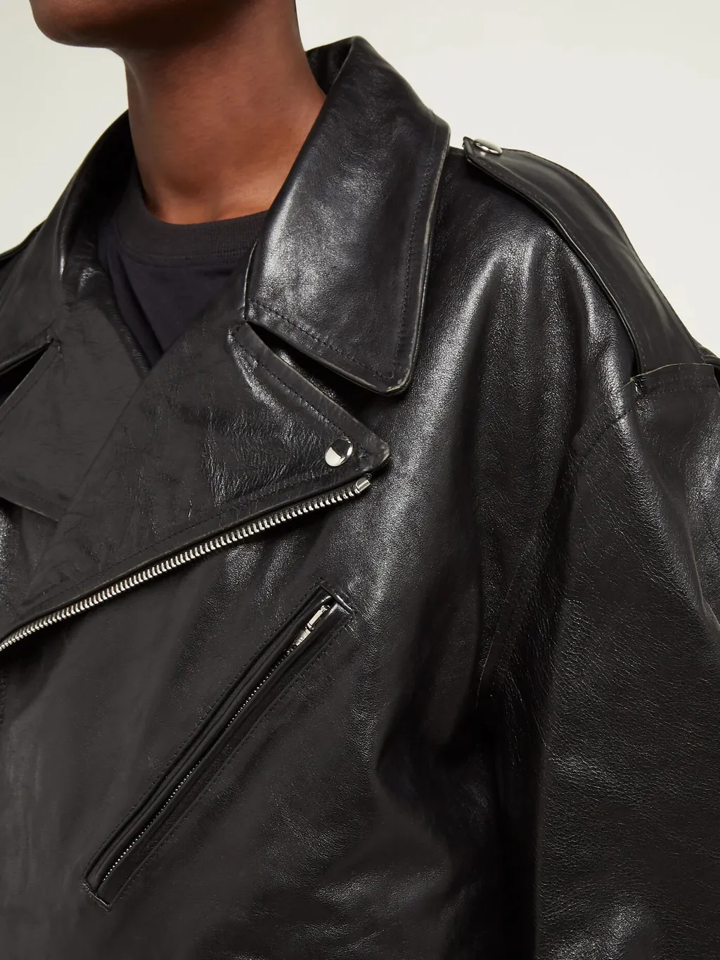 Oversized Leather Biker Jacket