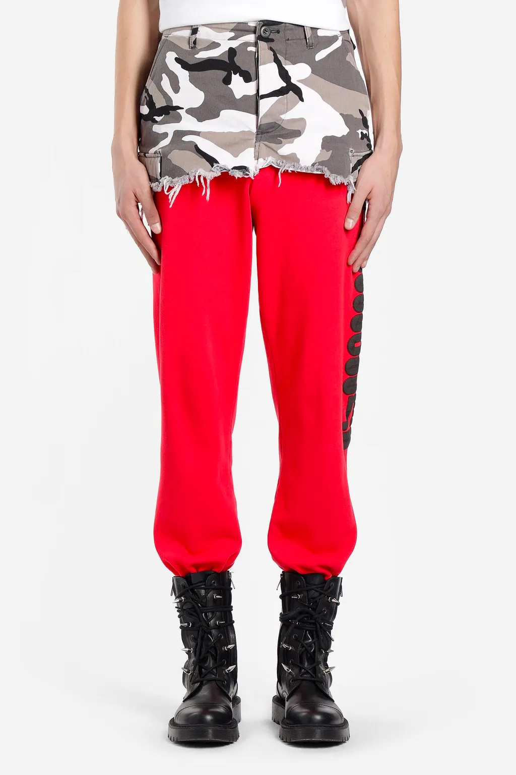 Cut Camo Cargo Pants Red