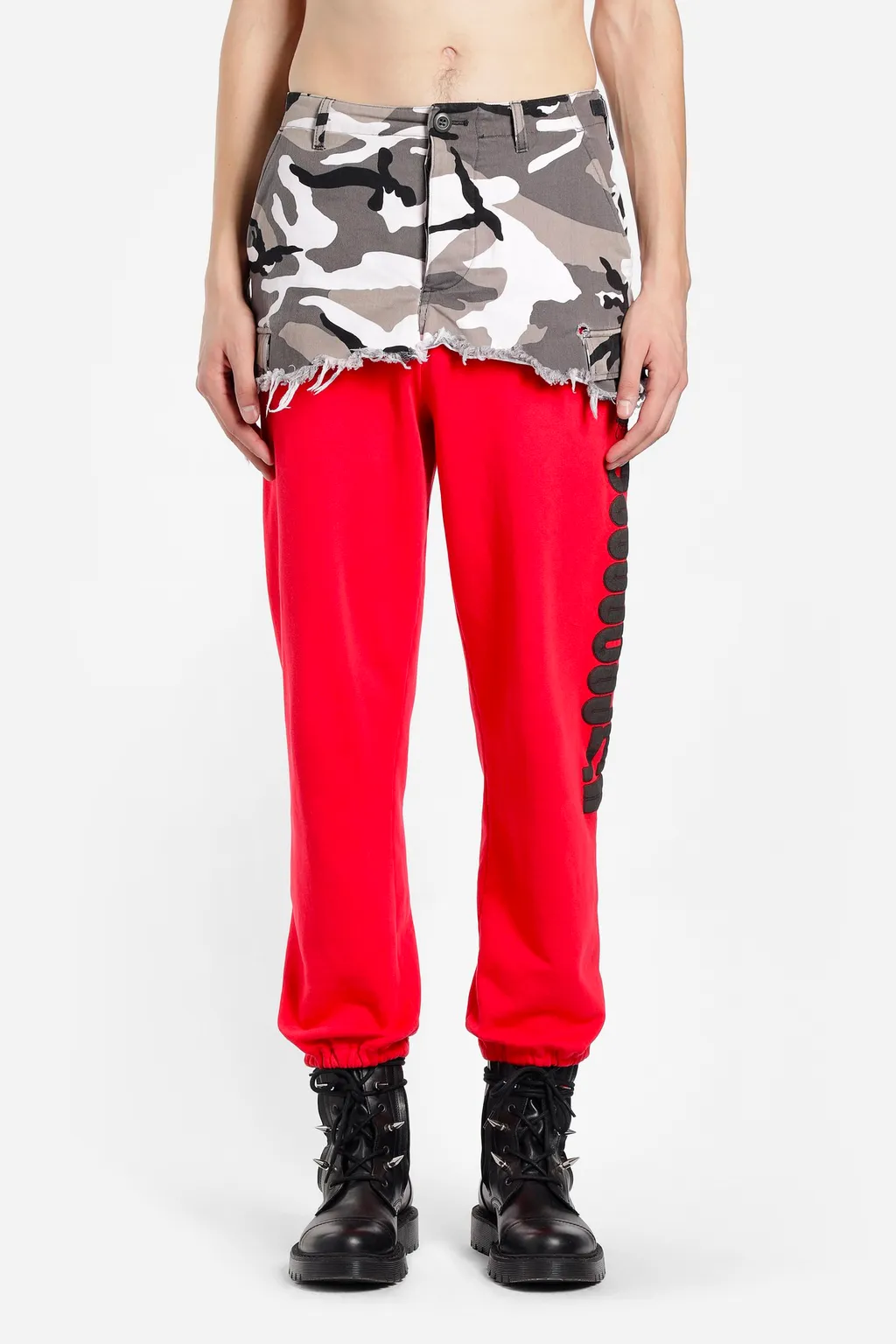 Cut Camo Cargo Pants Red