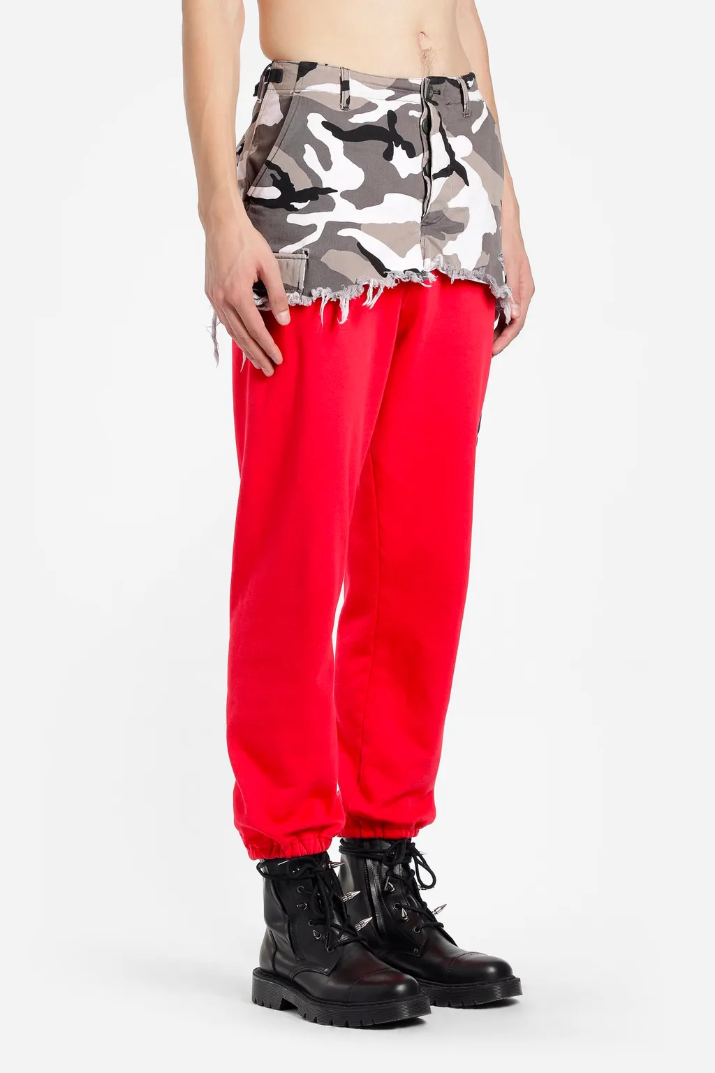 Cut Camo Cargo Pants Red