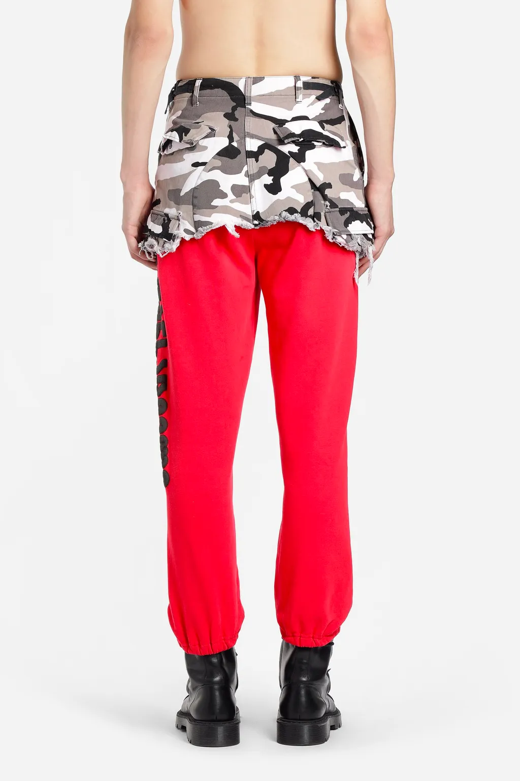Cut Camo Cargo Pants Red