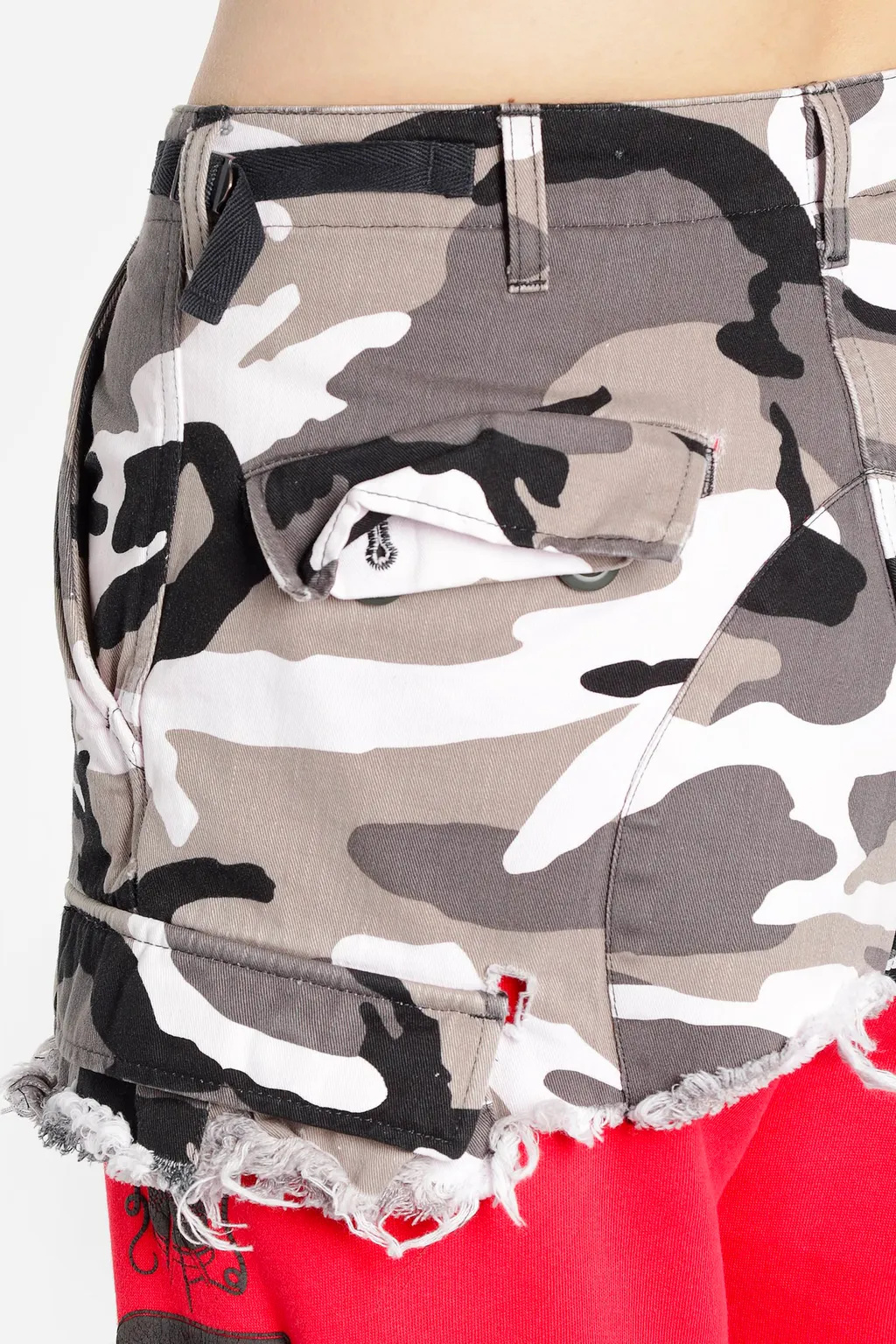 Cut Camo Cargo Pants Red