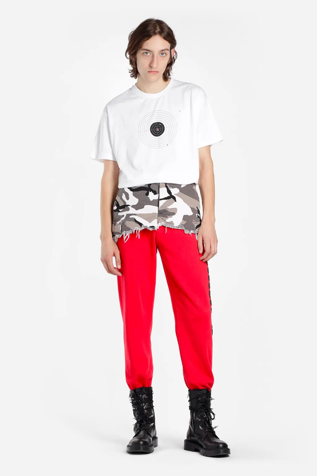 Cut Camo Cargo Pants Red