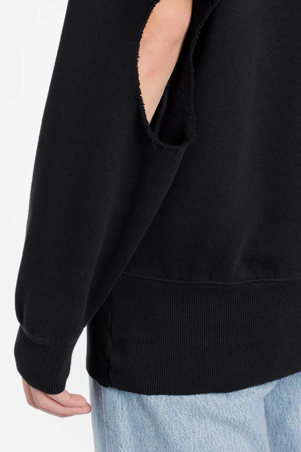 Black Hoodie With Cut-Out Sleeves Fuck You