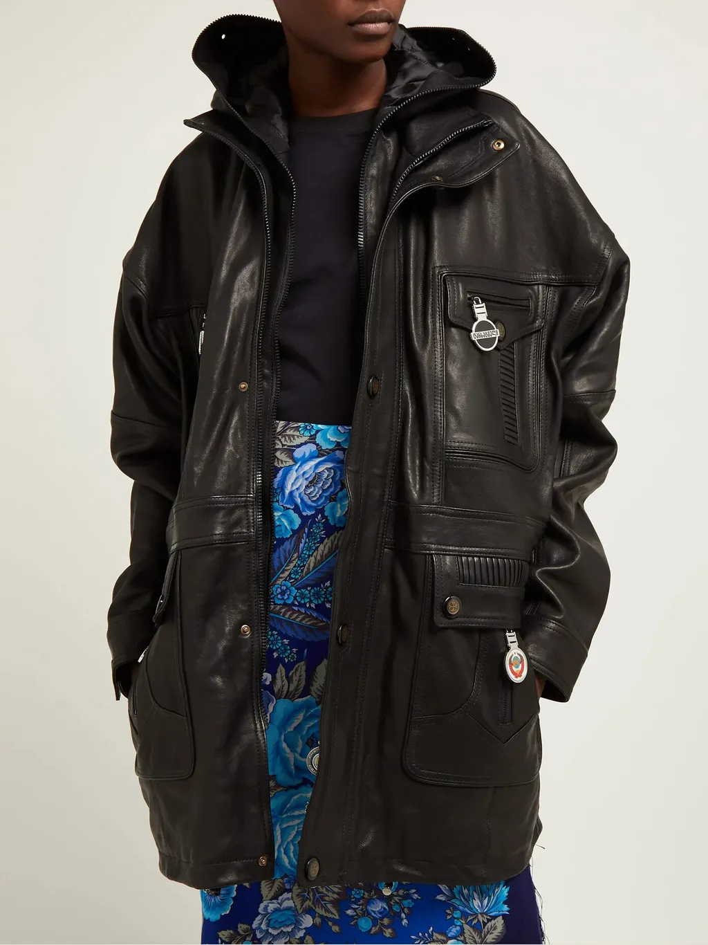 Leather Hooded Parka