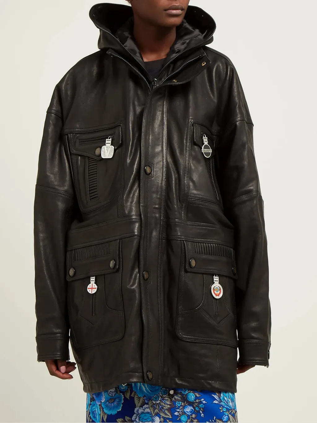 Leather Hooded Parka