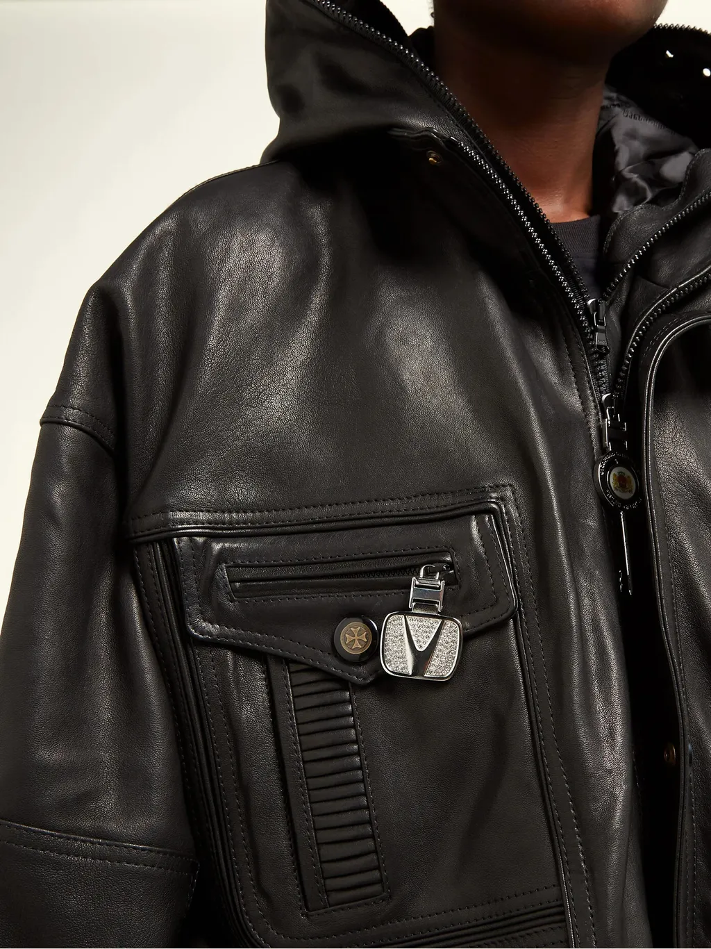 Leather Hooded Parka