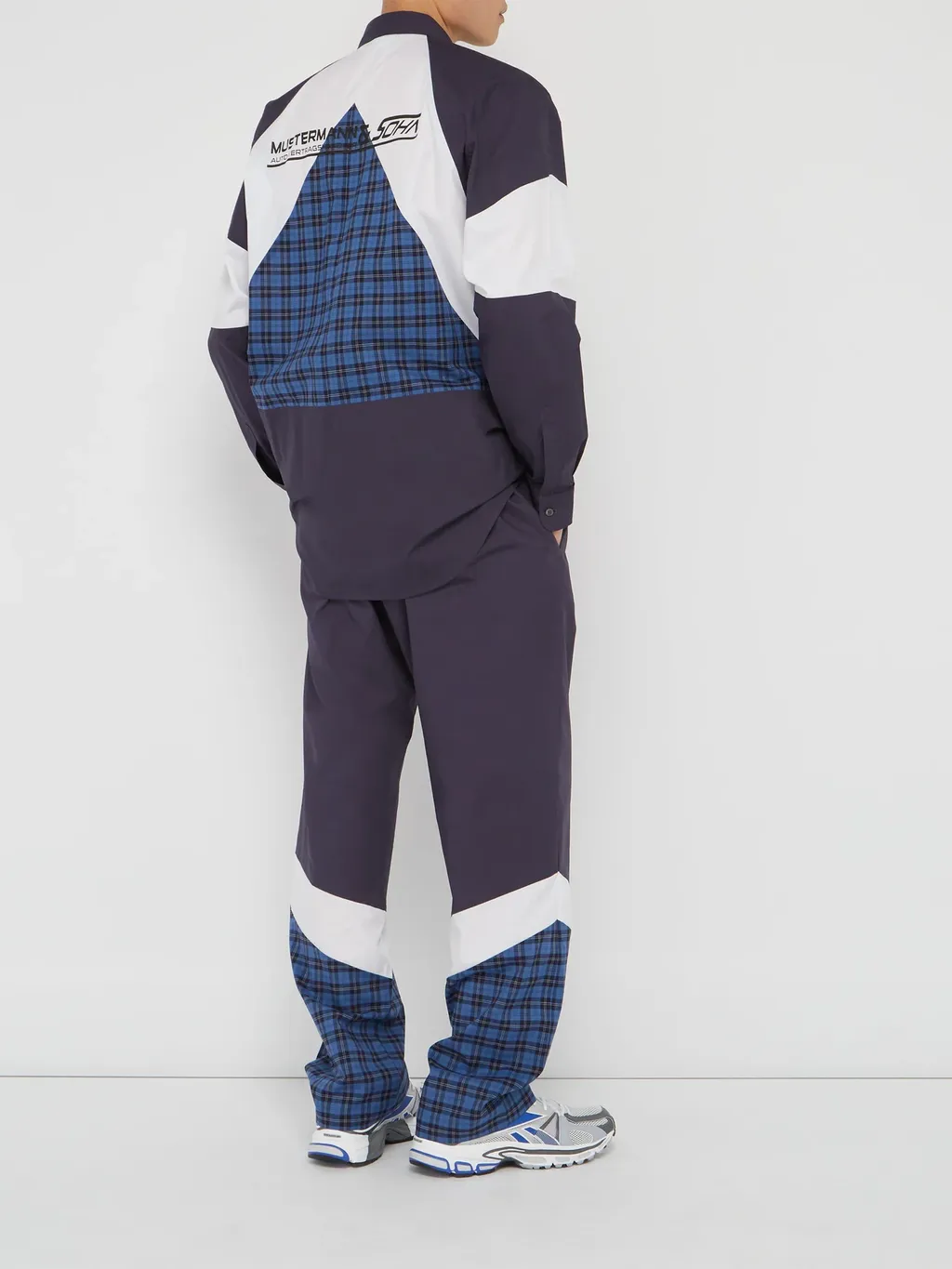 Mustermann Blue Plaid Panel Shirt